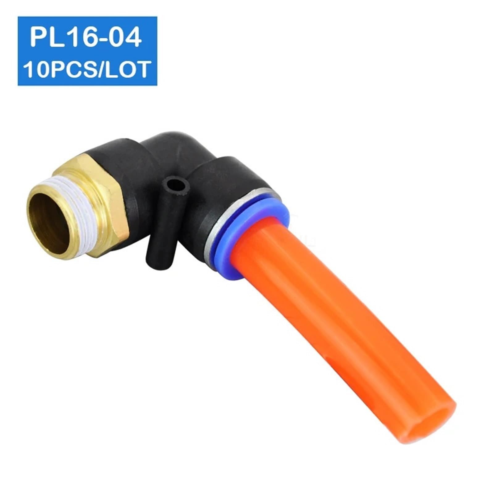 Conector Rapido Aire Comprimido 10 Uds. En forma de L PT 1/2 "macho roscado a tubo 16mm Ajuste rápido neumático PL16-04