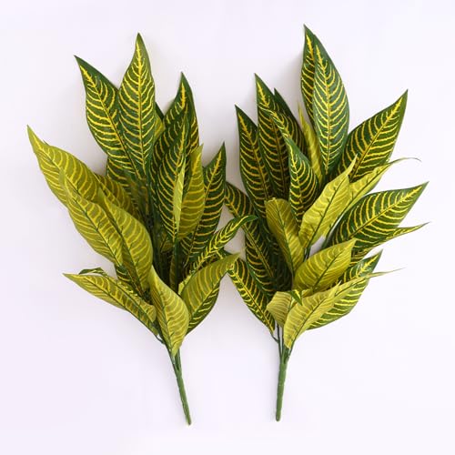 Image of TIED RIBBONS Pack of 2 Artificial Tree Plant Croton Green Plant Fake Trees for Indoor Outdoor Home House Office Garden Modern Decoration Gift - (27.5 Inch, Vase not Included)