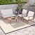 Tangkula 4 Piece Outdoor Conversation Set, Acacia Wood Sofa Set with Soft Seat & Back Cushions, Rectangle Coffee Table Patio Wood Furniture Set for Backyard, Poolside, Garden (1, Off White)