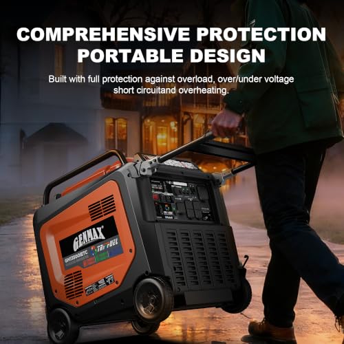 Image of GENMAX 13500W Tri-Fuel Inverter Generator(2026 Model )- 50A Outlet,ATS 2-Wire Auto-Start,Bluetooth&CO Sensor,550cc Quiet Engine, Built-in LED Light-CARB Compliant,Ideal for Home Backup,RV & Camping
