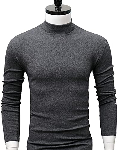 SpirWoRchlan Men's Thermal Long Sleeve Top Turtle Neck Thermal Underwear Warm Underwear Baselayer Winter Autumn Thermal Underwear for Men Black M