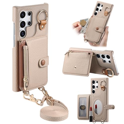 Pochette Samsung S25 Ultra bandouliere kaki contre le vol de donnees