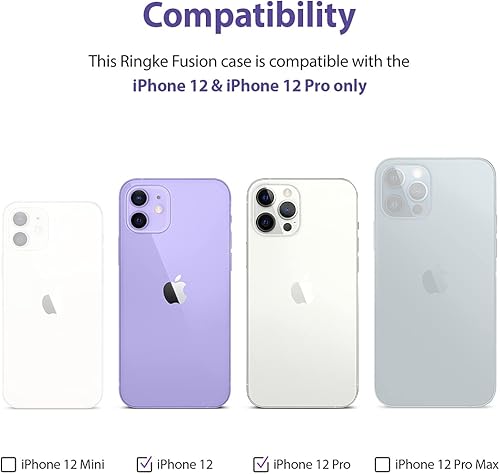 Miniatura 2 de Ringke Fusion - Funda compatible con iPhone 12 y iPhone 12 Pro, [agujeros de cordón integrados] Funda transparente a prueba de golpes con bisel