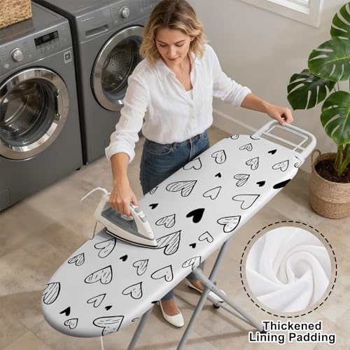 Image of Quick Install Ironing Board Cover 15 inch x 54 inch Ironing Board Cover with Nose Strap Pocket and Elastic Sides Anti-Slip and Heat-Resistant Stylish Home Ironing Board