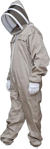 Miniatura 7 de MS Traje de abeja traje de apicultor de algodón con un par de guantes traje de apicultura con velo de esgrima