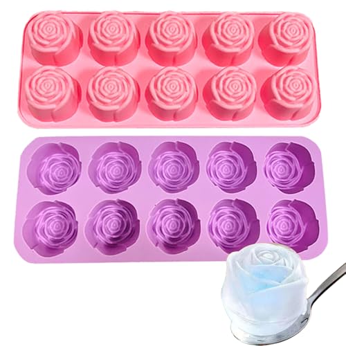 3D Flower Silicone Molds Rose Fondant Mold Reusable Flower Shaped Mould Non-Stick Soap Molds for Baking Cake Decoration Jelly Chocolate Candy Ice Cube Making Candle Craft DIY, 2 Pcs