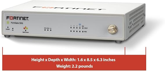 Fortinet FortiGate-50G-DSL Firewall for Branch and Small Offices with 5 Gigabit Ethernet RJ45 Ports and 1 Dedicated DSL Port (FG-50G-DSL)