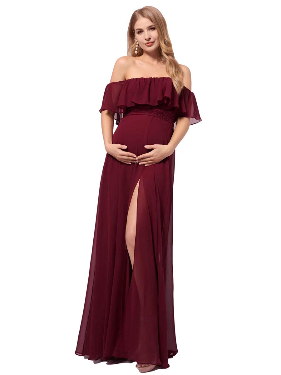 Ever-Pretty Fendue Robe de Demoiselle d'honneur Soirée Femme Longue Enceinte Robe en Maternité Épaules Dénudées 00968-YF