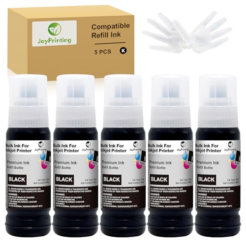 JoyPrinting Ink Compatible with Ink Bottle Multipack for ET-1810 ET-2710 ET‑2711 ET-2712 ET-2714 ET-2820 ET-2821 ET-2825 ET-2826 4700 ET-4800 (5Black)