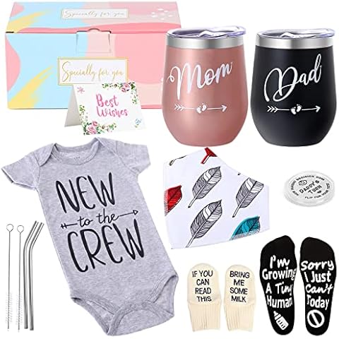New Mom Gifts for Women,Pregnancy Gifts for Expecting Parents,Gender Reveal Gifts,Parents Gifts for Couples,First Time Moms Gifts,Mom and Dad Tumbler Set,Mom to Be,Baby Shower Cover