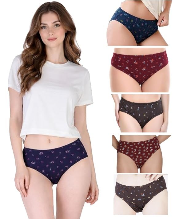 51-+lBpKTSL nuovva Women Cotton Underwear Combo Pack of 6, 100% Soft Cotton Hipster Panties, Breathable Floral Printed Ladies Innerwear, Multicolor Briefs