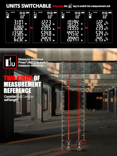 Aicevoos Laser Measure 229ft/70m with Large Backlit Screen, Digital Laser Measurement Tool with Electronic Angle Measures Distance, Area and Volume, Red Beam
