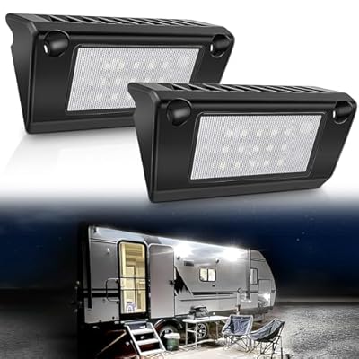 SnowyFox LED RV Exterior Porch Utility Light Waterproof 10-30V DC Low Current 5" Lighting Fixture 45W 2000LM Aluminum Base led Scene Lighting for RV, Trailer, Camper-2 Pack (6000K Nature White)