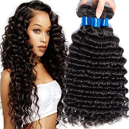 Cranberry Hair Virgin Brazilian Hair Deep Curly Wave 3 Bundles 100% Unprocessed Human Hair Extensions Weaves (24 26 28)