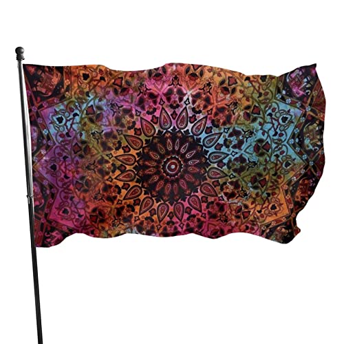 HELIDOUD Tie Dye Bohemian Tapestry Elephant Star Mandala Outdoor Decorative Yard Flag Home Garden Flag 3 X 5 Ft