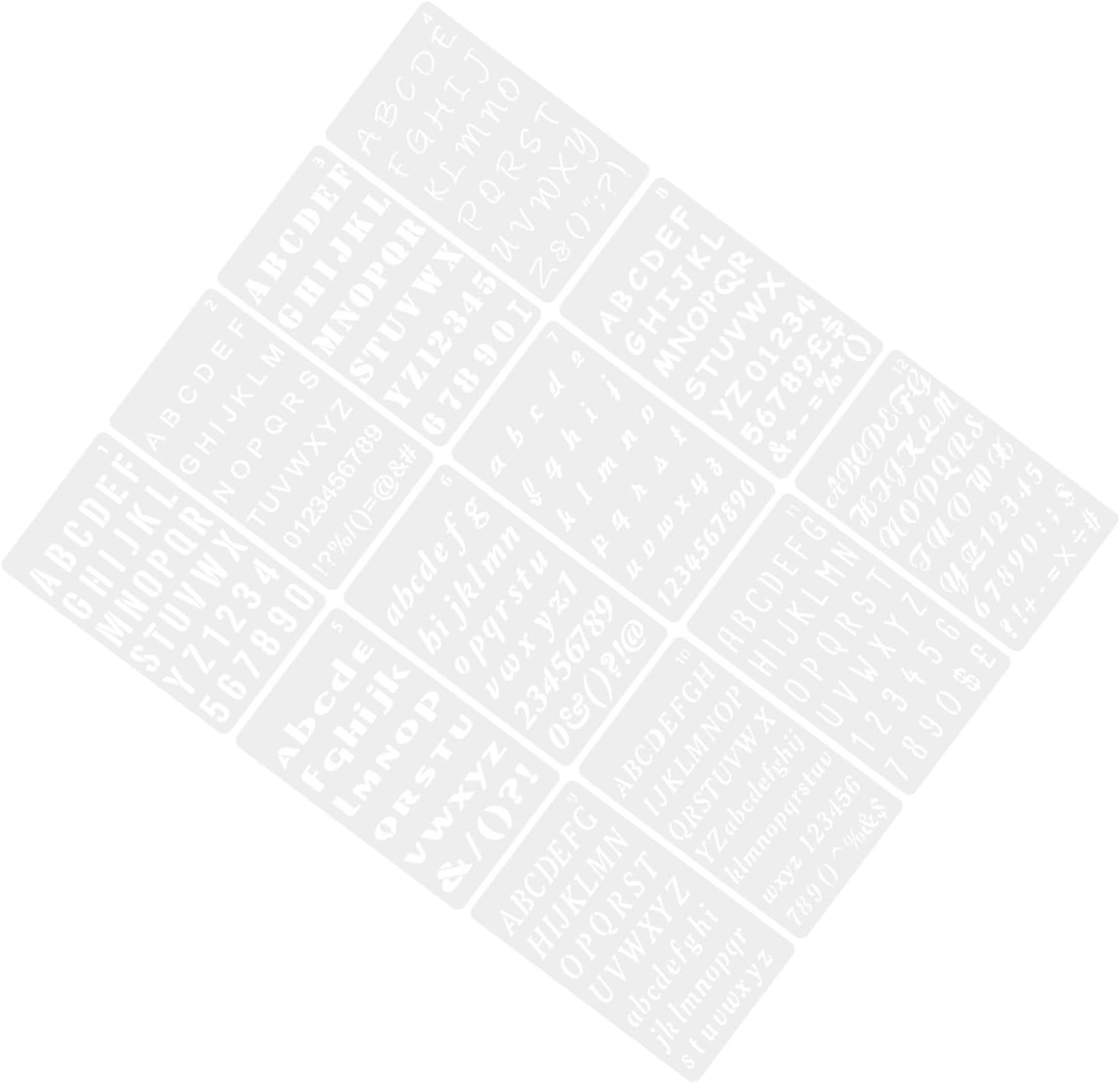 12pcs Alphabet and Number Stencils Set, Reusable Pet Plastic Letter Stencils for Painting and Airbrush Crafting, DIY Decorative Wall and Scrapbook Templates for Artists