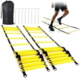 Venmark Agility Ladder, 2 Pack - Exercise and Training Ladder Set with Ground Stakes for Football, Soccer, Tennis, and More - Improves Speed & Fitness - Complete with Carrying Bag