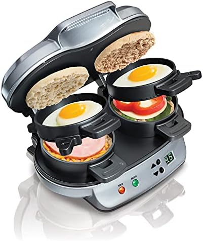 Hamilton Beach Dual Breakfast Sandwich Maker with Timer, Silver (25490)