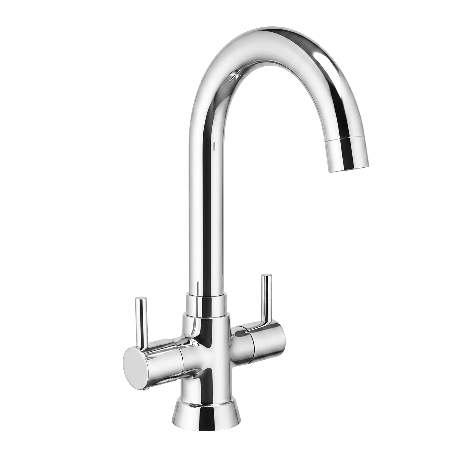 Brass Center Hole Basin Mixer Tap | Hot & Cold Water | Dual Lever Control | Heavy Duty Chrome Finish Faucet (Florentine)-image-49