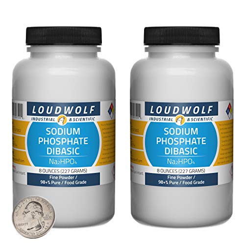 Sodium Phosphate Dibasic / 1 Pound / 2 Bottles / 98+% Pure Food Grade/Fine Powder