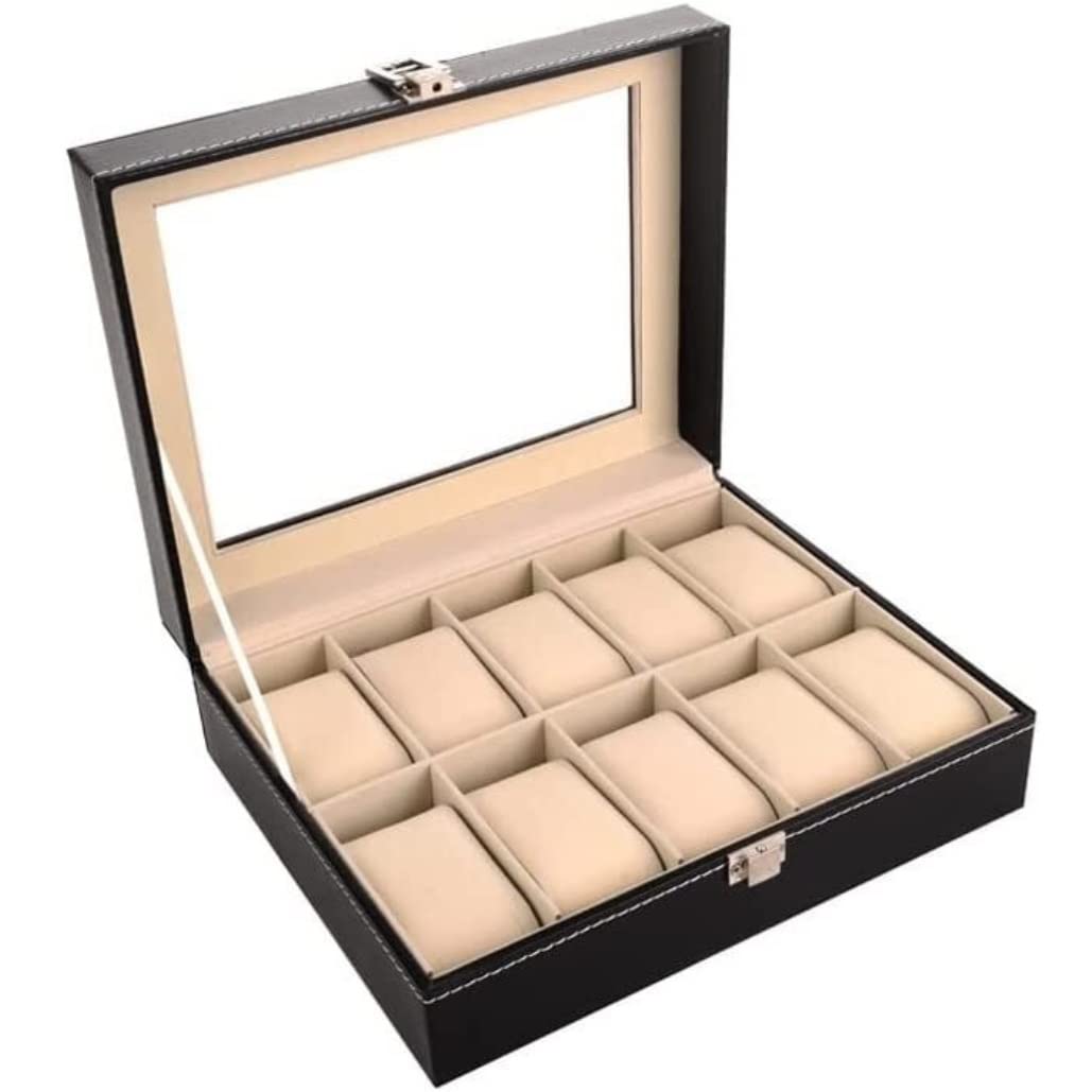 QUSYZD Watch Case Watch Roll 10 Slots Watch Box for Men Watch Display Storage Box Case with Removables Watch Organizer Watch Box Watch Winder,