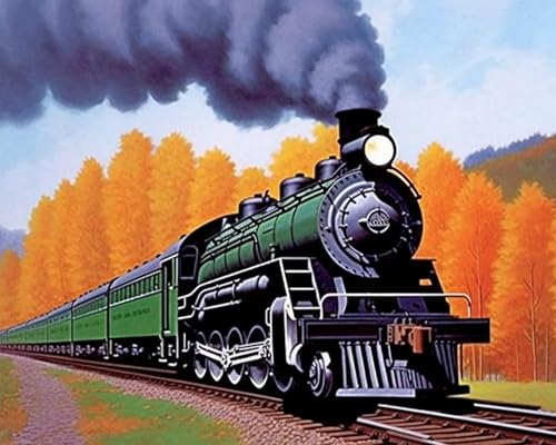Diamant painting complet berger et train 40x50cm canevas