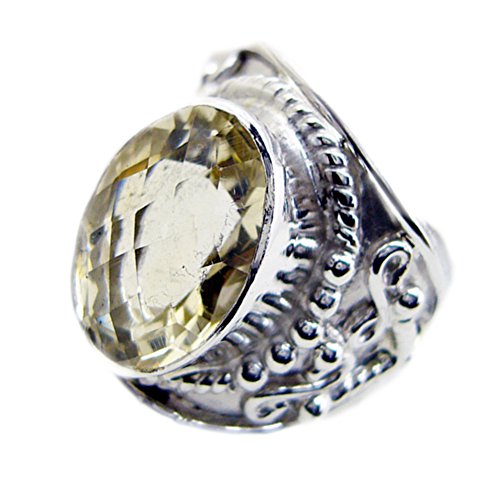 Bague en argent sterling avec quartz véritable Lemon - Joaillerie d'exception Pierre