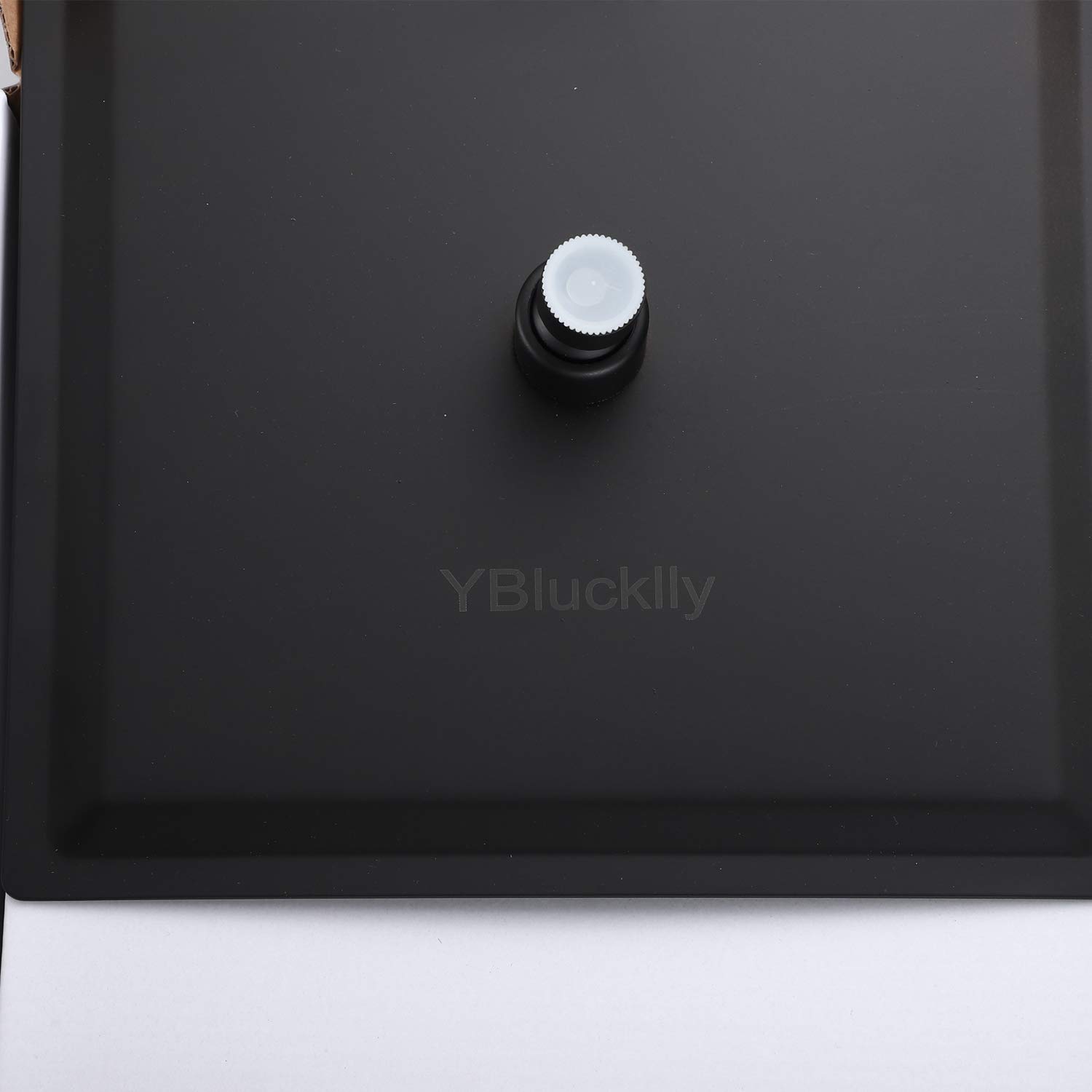 Blucky - Soffione doccia a pioggia quadrato da 30,5 cm, in acciaio inox 304, ultra sottile, ad alta pressione, nero opaco, per bagno
