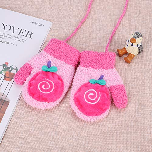 PENINSULA LOVE Toddler Squeaky Winter Gloves Warm Knit Mittens with String Fleece Ski Gloves for Baby Girls Boys 0-3 Year4