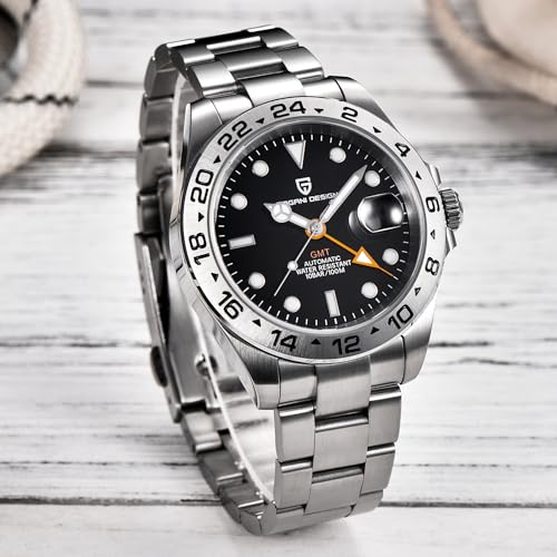 Image of Pagani Design Luxury Automatic Mechanical Watch for Man 42mm GMT Sport Watch with Stainless Steel Strap, Sapphire Glass & 10ATM Waterproof