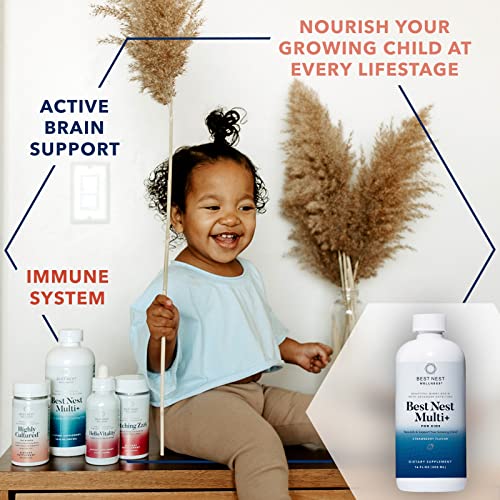 Daily Bird Liquid Multivitamins For Kids, Methylfolate, Methylated Vitamins, Natural Whole Food Blend Vitamin, Vegan, Gluten Free, Non Gmo, Includes Bonus Immune Boosting Tips, Strawberry, 16 Oz #TOP2