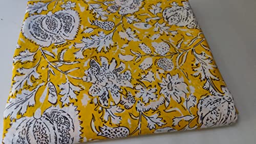 Image of Floral Printed Cotton Fabric Cloth Hand Block Print Fabric Women Material Running Jaipuri Hand Block Printed Women Dress Material Kurtis Natural 44 inch Inches Width 2.5 Meter (Pattern 5)
