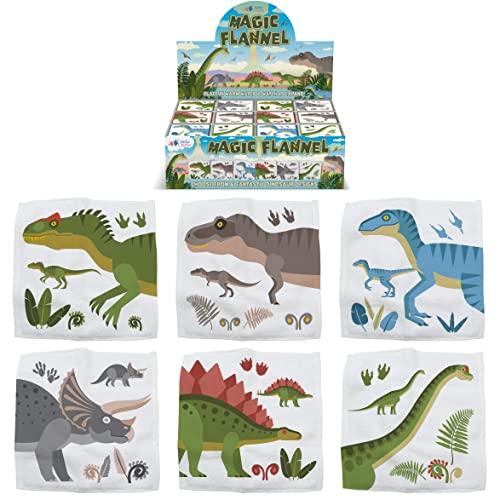 Hello Chums Wash Cloth - Dinosaur Magic Flannel, Face Cloths Flannels Cotton - Fun Designs for Children, Baby, Kids - 6 Unique Designs (1 Supplied At Random)
