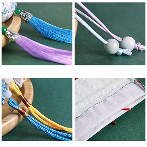 10 bolsas chinas de tela con cordón para joyas miniatura 3
