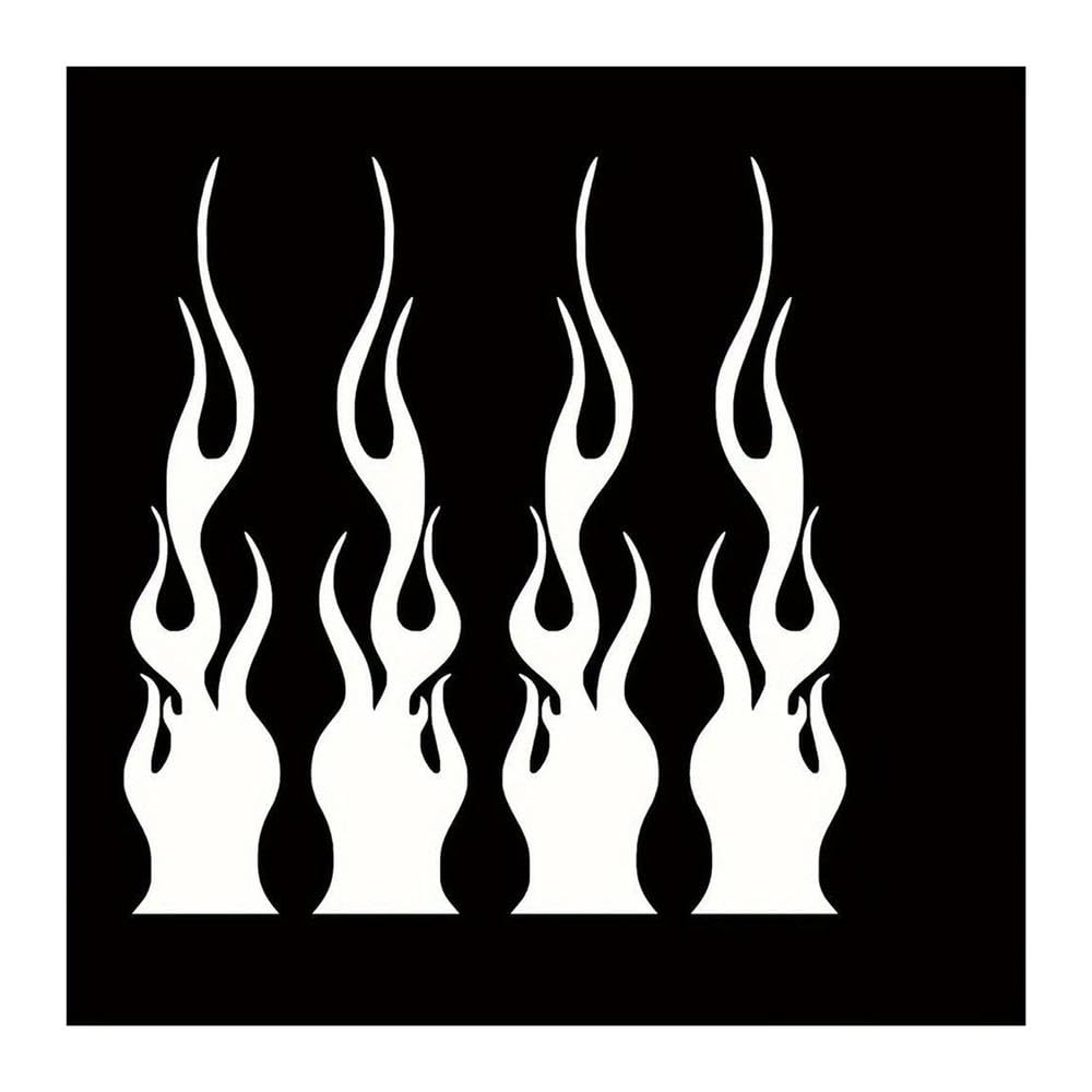 4Pcs Flame Reflective Sticker Racing Style Vinyl Stripe Decal for Car Motorcycle Daily Decor(4PCS-White)
