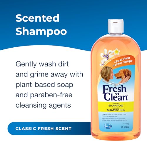 PetAg Fresh 'n Clean Scented Shampoo, Classic Fresh Scent - 32 oz - Moisturizes with Vitamin E & Aloe Vera - Strengthens & Repairs Coats ...