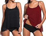 Octopus Figurumspielende Bademode im Oversize Look 3tlg. Tankini Set mit Slip Gr. 34-66 f5685 Farbe: Tankini Schwarz + Rot, Slip schwarz T18(sw+ro)-S4(sw), Gr. 42