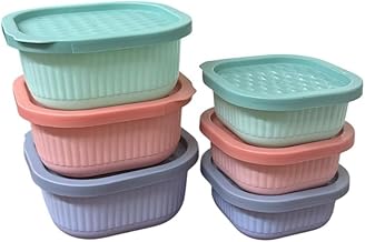 C.S.M CSM Food Storage Containers, Square, 290ml and 135ml, Set of 6, Airtight, Microwave Safe, Multicolour