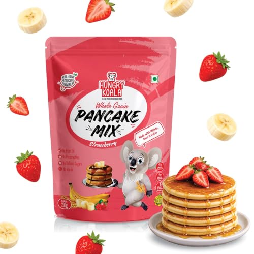 Image of HUNGRY KOALA Pancake Nutritious & Healthy Instant Ready To Eat Mix With No Refined sugar No Maida No preservatives For Kids Pack Of 200 Gram (Strawberry)