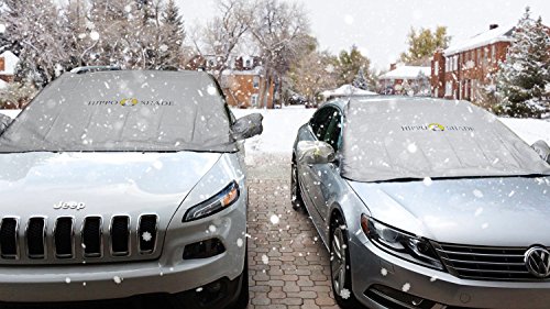 Big Hippo Snow Cover, Magnetic Windshield Snow Cover and Mirror Covers Used for Storage Pouch - Ice Frost Windshield Cover Wind Proof Car Cover in All Weather, Fit for Cars, Trucks, SUV, Vans Vehicle