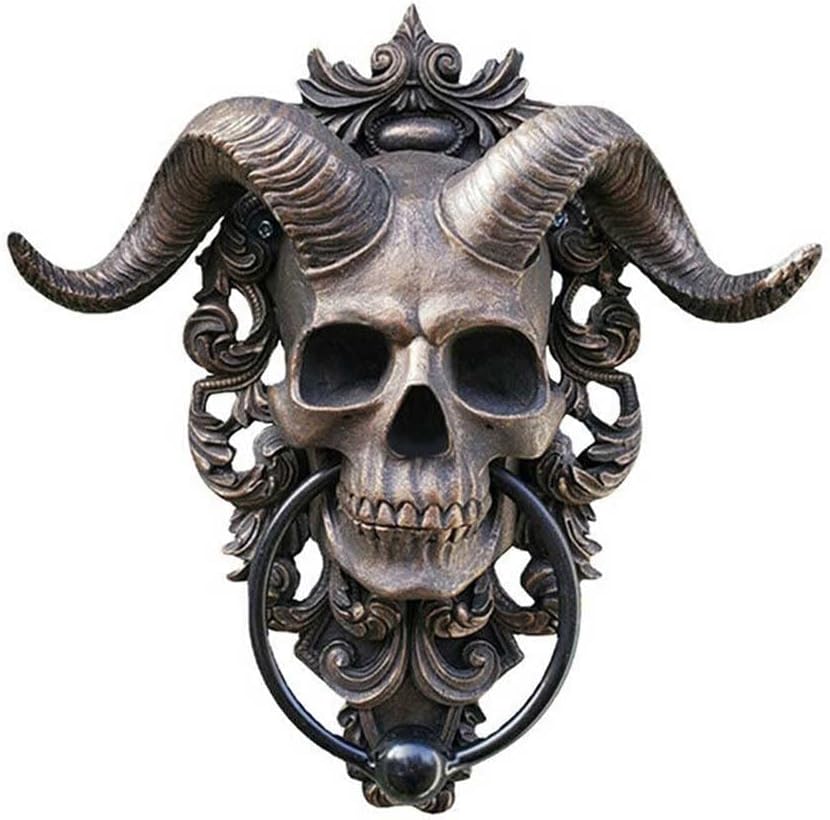 Hell Demon Horned Skull Hanging Door Knocker Heavy Duty Gothic Home DecorationZK