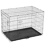 Dog Crate Extra Large Dog Puppy Pet Cage with 2 Doors (Front & Side), Large Dog Crate with Removal Tray,Folding Metal Pet Dog Puppy Training Cage Crate for Large Dogs (XXL 48")