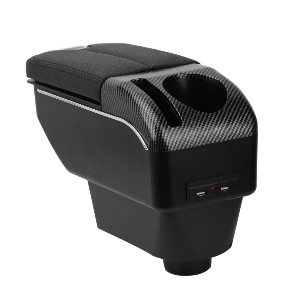 ZENVI Reposabrazos Compatible with Seat Ibiza Apoyabrazos 6j 2008-2017 Centro Consola Organizador Doble Puerta Estilo Utilizable Para Soporte Codo（Estilo Negro）