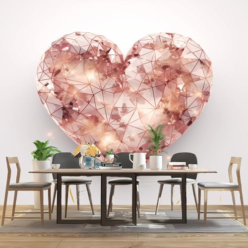 Papier peint panoramique effaçable rose 200x140cm géométrique - 4