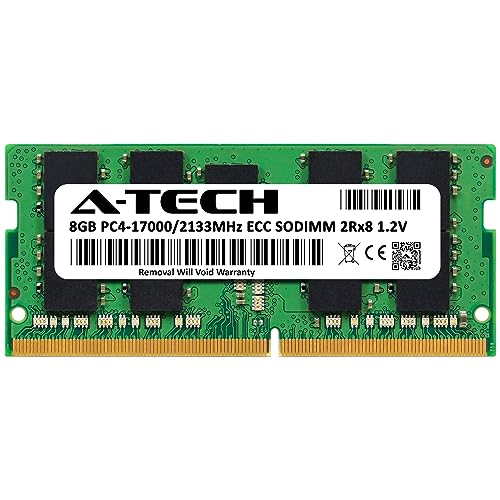 Image of A-Tech 8GB DDR4 2133MHz PC4-17000 ECC SODIMM 2Rx8 Dual Rank 1.2V 260-Pin RAM Memory Upgrade Module for Microserver, Workstation, and Networking Platforms