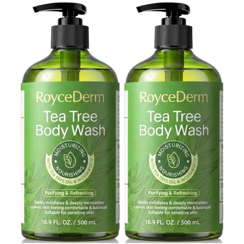 Image of Roycederm Tea Tree Body Wash & Soap, Purifying and Refreshing Body Cleanser with Tea Tree Oil & Wormwood, Moisturizing Body Wash Helps Soothe Skin, Suitable for Men and Women - 2 Pack