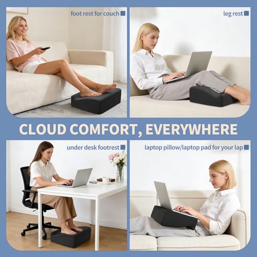Nockovi Velvet Under Desk Foot Rest with 15° Tilt, Rocking Base, Black — view 3