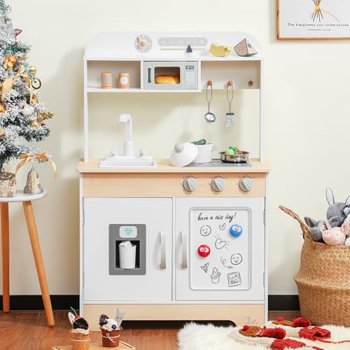 SainSmart Jr. Wooden Play Kitchen for Kids - Premium Toddler Pretend Play Cooking Set - Includes Stove, Refrigerator, and Accessories for Boys and Girls - Image 2