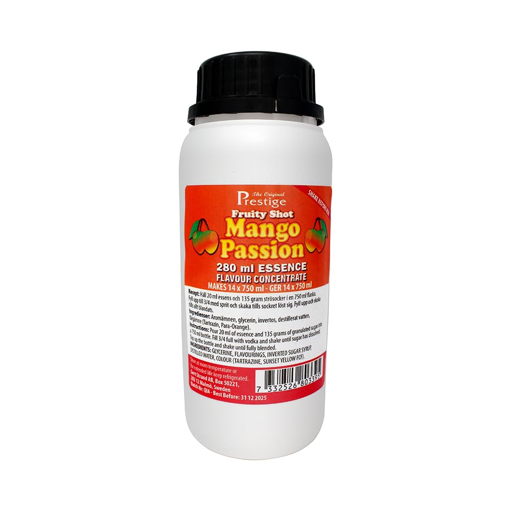 Mango-Passionsfruchtlikör-Essenz 280 ml | exotisch fruchtiges Aroma | professionelle Essenz für den Hausgebrauch und die Brennerei | 20 ml Essenz für 750 ml handelsüblichen Wodka oder Korn