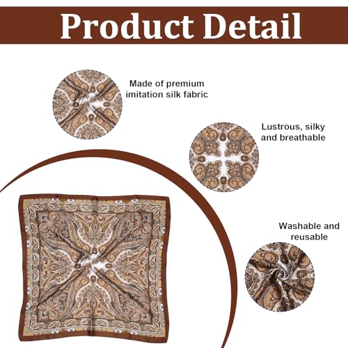 27.5" Silk Head Scarf for Women‘'s Hair, Square Hair Scarf Bandanas for Women, Satin Silk Scarfs Fashion Hair Wrap3